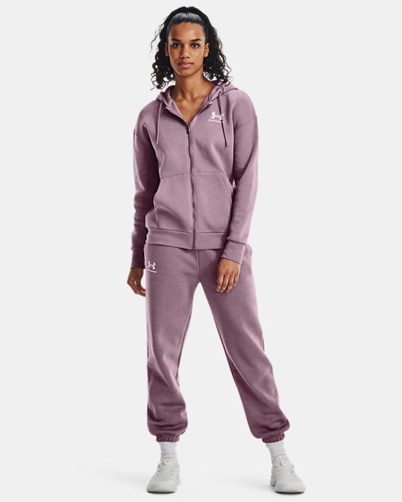 Jogger UA Essential Fleece da donna, Purple, pdpMainDesktop image number 2